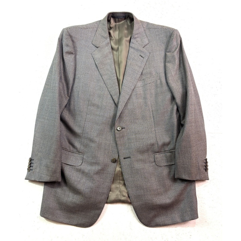 Ermenegildo Zegna 54R 44R Gray Houndstooth Blazer Jacket Sport Suit Coat Trofeo